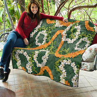 Aloha Festive Hawaii Quilt Mokihana - Maile and Ilima on Forest Green - Polynesian Pride
