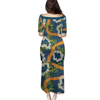 Aloha Festive Hawaii Family Matching Puletasi and Hawaiian Shirt Mokihana - Maile and Ilima on Navy Blue LT7 - Polynesian Pride