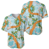Aloha Festive Hawaii Baseball Jersey Mokihana - Maile and Ilima on Turquoise LT7 - Polynesian Pride