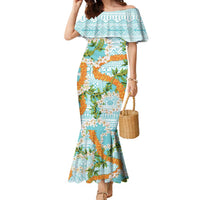 Aloha Festive Hawaii Family Matching Mermaid Dress and Hawaiian Shirt Mokihana - Maile and Ilima on Turquoise LT7 Mom's Dress Turquoise - Polynesian Pride