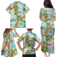Aloha Festive Hawaii Family Matching Puletasi and Hawaiian Shirt Mokihana - Maile and Ilima on Turquoise LT7 - Polynesian Pride