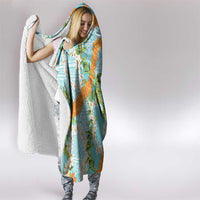 Aloha Festive Hawaii Hooded Blanket Mokihana - Maile and Ilima on Turquoise - Polynesian Pride