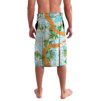 Aloha Festive Hawaii Lavalava Mokihana - Maile and Ilima on Turquoise - Polynesian Pride