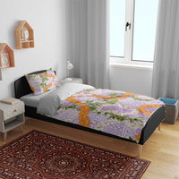 Aloha Festive Hawaii Bedding Set Mokihana - Maile and Ilima on Lilac - Polynesian Pride