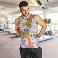 Aloha Festive Hawaii Men Tank Top Mokihana - Maile and Ilima on Lilac LT7 Lilac - Polynesian Pride