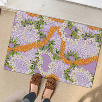 Aloha Festive Hawaii Rubber Doormat Mokihana - Maile and Ilima on Lilac LT7 - Polynesian Pride