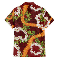Aloha Festive Hawaii Family Matching Off Shoulder Maxi Dress and Hawaiian Shirt Mokihana - Maile and Ilima on Crimson LT7 - Polynesian Pride