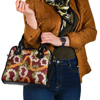 Aloha Festive Hawaii Shoulder Handbag Mokihana - Maile and Ilima on Crimson - Polynesian Pride