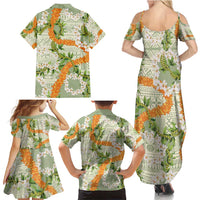 Aloha Festive Hawaii Family Matching Summer Maxi Dress and Hawaiian Shirt Mokihana - Maile Leis in Muted Summer LT7 - Polynesian Pride