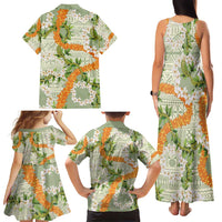 Aloha Festive Hawaii Family Matching Tank Maxi Dress and Hawaiian Shirt Mokihana - Maile Leis in Muted Summer LT7 - Polynesian Pride
