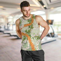 Aloha Festive Hawaii Men Tank Top Mokihana - Maile Leis in Muted Summer LT7 Sage Green - Polynesian Pride