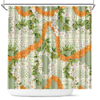 Aloha Festive Hawaii Shower Curtain Mokihana - Maile Leis in Muted Summer LT7 Sage Green - Polynesian Pride