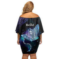 Polynesian Tala Manta Ray Family Matching Off Shoulder Short Dress and Hawaiian Shirt Nowhere You Could Go That I Won't Be With You LT7 - Polynesian Pride