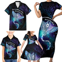 Polynesian Tala Manta Ray Family Matching Short Sleeve Bodycon Dress and Hawaiian Shirt Nowhere You Could Go That I Won't Be With You LT7 - Polynesian Pride
