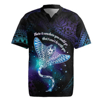 Polynesian Tala Manta Ray Rugby Jersey Nowhere You Could Go That I Won't Be With You LT7 Purple Teal - Polynesian Pride