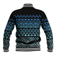Maori Niho Taniwha Te Wheiao Baseball Jacket Moana Blue - Polynesian Pride