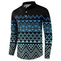 Maori Niho Taniwha Te Wheiao Button Sweatshirt Moana Blue - Polynesian Pride