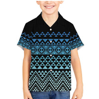 Maori Niho Taniwha Te Wheiao Family Matching Mermaid Dress and Hawaiian Shirt Moana Blue LT7 Son's Shirt Blue - Polynesian Pride