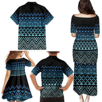 Maori Niho Taniwha Te Wheiao Family Matching Puletasi and Hawaiian Shirt Moana Blue - Polynesian Pride
