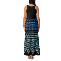 Maori Niho Taniwha Te Wheiao Family Matching Tank Maxi Dress and Hawaiian Shirt Moana Blue - Polynesian Pride
