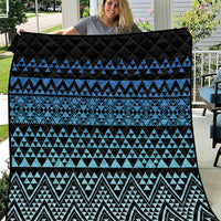 Maori Niho Taniwha Te Wheiao Quilt Moana Blue - Polynesian Pride