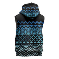 Maori Niho Taniwha Te Wheiao Sleeveless Zip Hoodie Moana Blue - Polynesian Pride