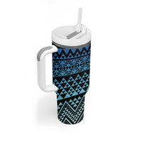 Maori Niho Taniwha Te Wheiao Tumbler With Handle Moana Blue - Polynesian Pride