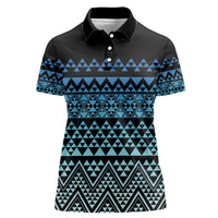 Maori Niho Taniwha Te Wheiao Women Polo Shirt Moana Blue - Polynesian Pride