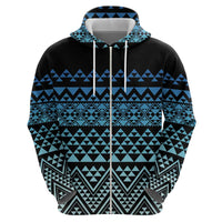 Maori Niho Taniwha Te Wheiao Zip Hoodie Moana Blue LT7 - Polynesian Pride