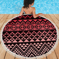 Maori Niho Taniwha Te Wheiao Beach Blanket Terracotta - Polynesian Pride