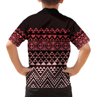 Maori Niho Taniwha Te Wheiao Family Matching Off Shoulder Maxi Dress and Hawaiian Shirt Terracotta - Polynesian Pride