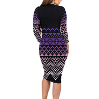 Maori Niho Taniwha Te Wheiao Family Matching Long Sleeve Bodycon Dress and Hawaiian Shirt Waiporoporo LT7 - Polynesian Pride