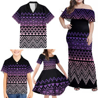 Maori Niho Taniwha Te Wheiao Family Matching Off Shoulder Maxi Dress and Hawaiian Shirt Waiporoporo LT7 - Polynesian Pride