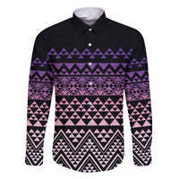 Maori Niho Taniwha Te Wheiao Family Matching Short Sleeve Bodycon Dress and Hawaiian Shirt Waiporoporo LT7 Dad's Shirt - Long Sleeve Purple - Polynesian Pride