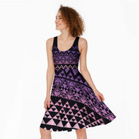 Maori Niho Taniwha Te Wheiao Midi Dress Waiporoporo - Polynesian Pride