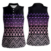 Maori Niho Taniwha Te Wheiao Women Sleeveless Polo Shirt Waiporoporo - Polynesian Pride