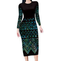Maori Niho Taniwha Te Wheiao Family Matching Long Sleeve Bodycon Dress and Hawaiian Shirt Paua Shell - Polynesian Pride