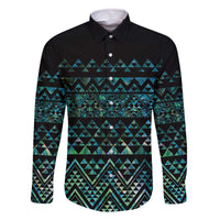 Maori Niho Taniwha Te Wheiao Family Matching Off The Shoulder Long Sleeve Dress and Hawaiian Shirt Paua Shell - Polynesian Pride