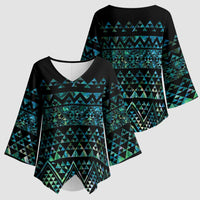 Maori Niho Taniwha Te Wheiao Kimono Sleeve Blouse Paua Shell - Polynesian Pride