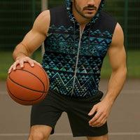 Maori Niho Taniwha Te Wheiao Sleeveless Zip Hoodie Paua Shell - Polynesian Pride