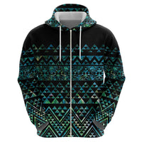 Maori Niho Taniwha Te Wheiao Zip Hoodie Paua Shell - Polynesian Pride
