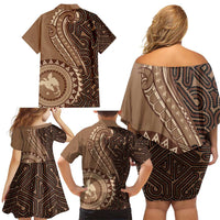 Papua New Guinea Oro Tapa Motif Family Matching Off Shoulder Short Dress and Hawaiian Shirt Classic LT7 - Polynesian Pride