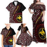 Papua New Guinea Oro Tapa Motif Family Matching Off Shoulder Maxi Dress and Hawaiian Shirt Special LT7 - Polynesian Pride