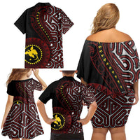 Papua New Guinea Oro Tapa Motif Family Matching Off Shoulder Short Dress and Hawaiian Shirt Special LT7 - Polynesian Pride