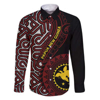 Papua New Guinea Oro Tapa Motif Family Matching Off Shoulder Short Dress and Hawaiian Shirt Special LT7 Dad's Shirt - Long Sleeve Black - Polynesian Pride
