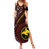 Papua New Guinea Oro Tapa Motif Family Matching Summer Maxi Dress and Hawaiian Shirt Special LT7 Mom's Dress Black - Polynesian Pride