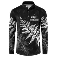 New Zealand Lawn Bowls Personalized Button Sweatshirt Wrap-Around Silver Fern - Polynesian Pride