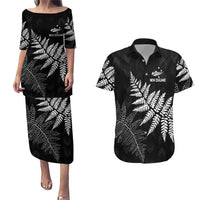 New Zealand Lawn Bowls Personalized Couples Matching Puletasi and Hawaiian Shirt Wrap-Around Silver Fern - Polynesian Pride