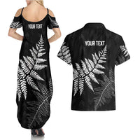 New Zealand Lawn Bowls Personalized Couples Matching Summer Maxi Dress and Hawaiian Shirt Wrap-Around Silver Fern - Polynesian Pride