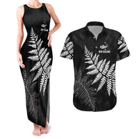 New Zealand Lawn Bowls Personalized Couples Matching Tank Maxi Dress and Hawaiian Shirt Wrap-Around Silver Fern - Polynesian Pride